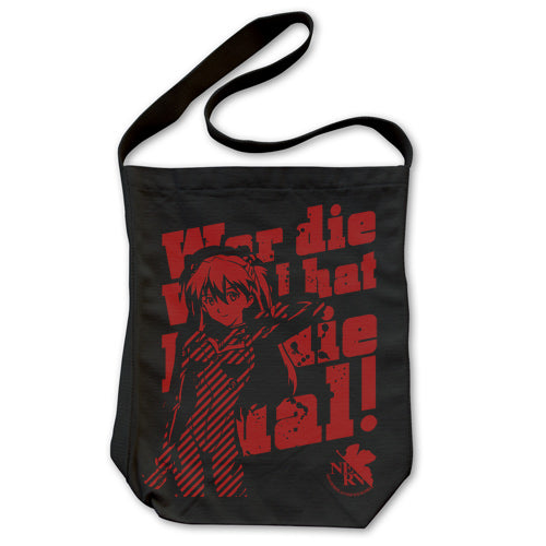 Neon Genesis Evangelion Asuka Black Canvas Shoulder Bag/Tote