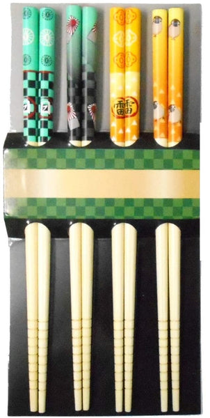 Demon Slayer Wooden Bamboo Japanese Chopsticks (set of 4) - Kimetsu no Yaiba - E Type